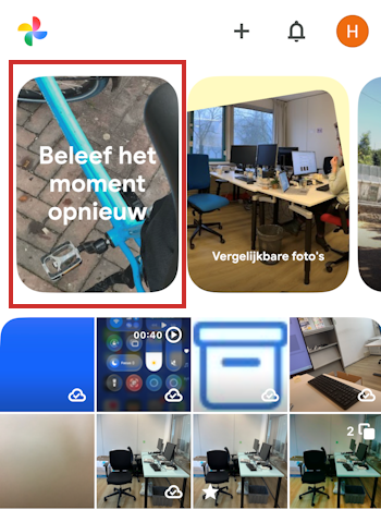 Herinneringen in Google Foto's